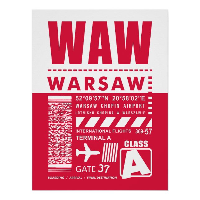 Poster Aéroport de Varsovie WAW (Devant)