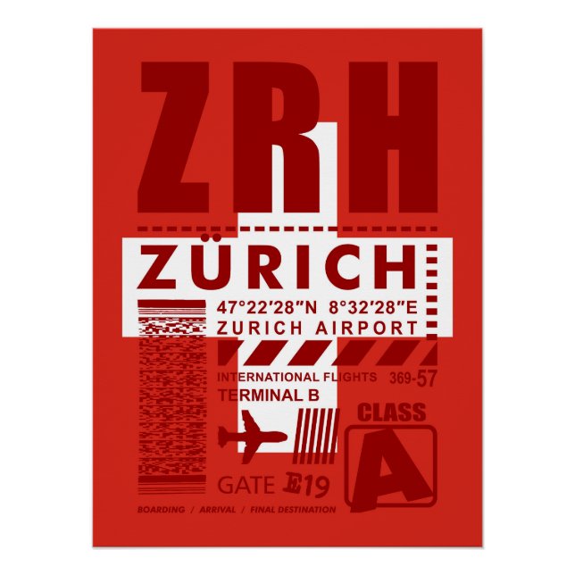 Poster Aéroport de ZRH Zurich (Devant)