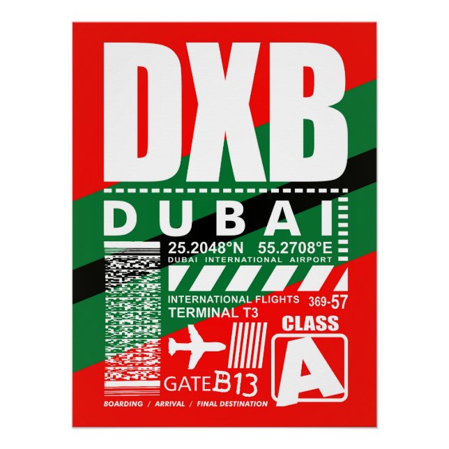 Poster Aéroport DXB de Dubaï (Devant)