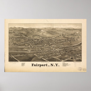 Poster Aéroport New York 1885 Antique carte panoramique