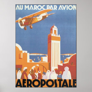 Poster Aeropostale Au Maroc Par Avion