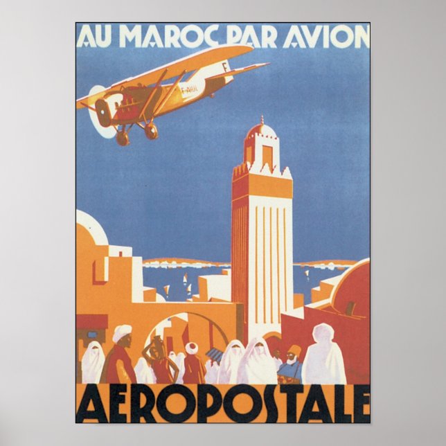 Poster Aeropostale Au Maroc Par Avion (Devant)