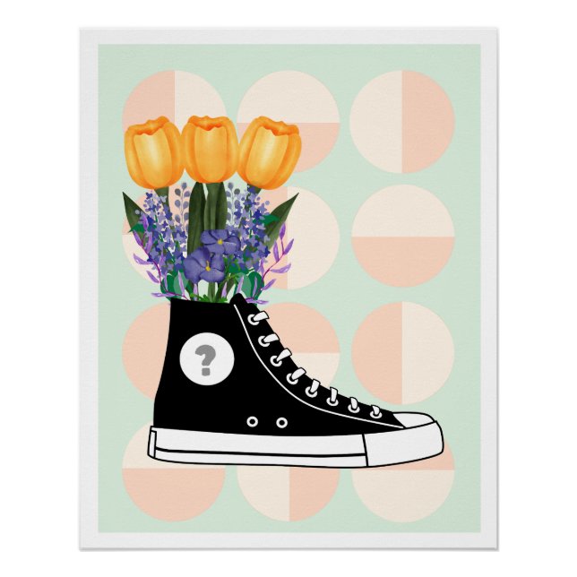 Poster aesthetic sneaker flowers soft grunge vibe (Devant)