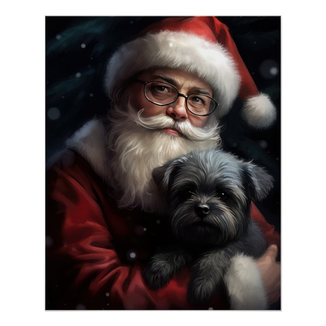 Poster Affenpinscher avec Noël Festif du Père Noël (Devant)