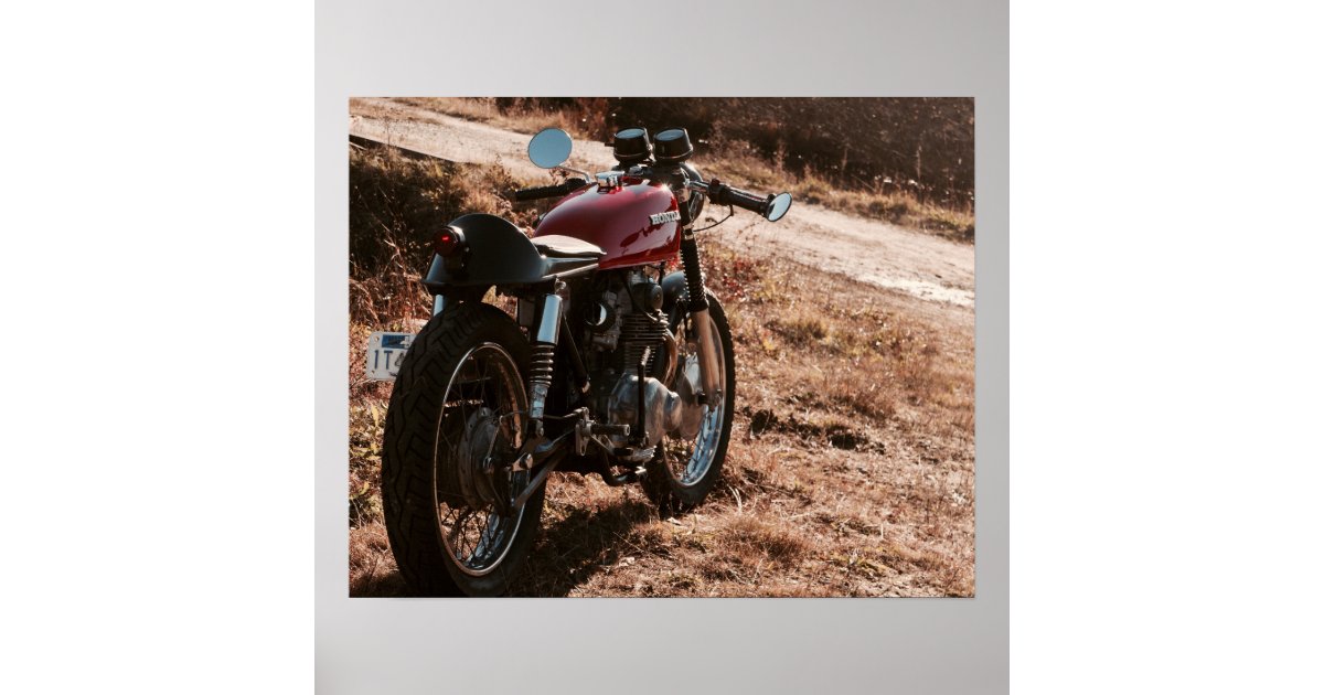  Poster  Affiche rouge  vintage de moto  de coureur de caf  