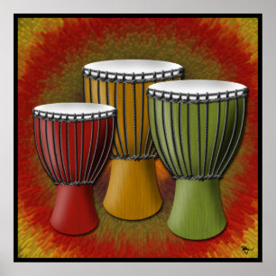 Poster africain Djembe Drum