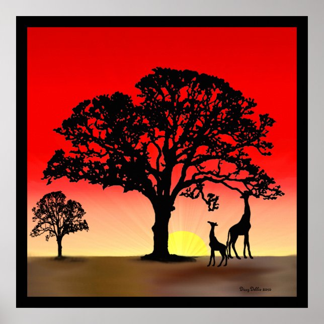 Poster africain Sunset Imprimer (Devant)