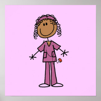 Poster African American Stick Figure Nurse