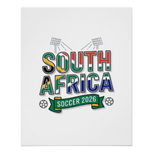 Poster Afrique du Sud Football 2026 Football Gras Pays Ty