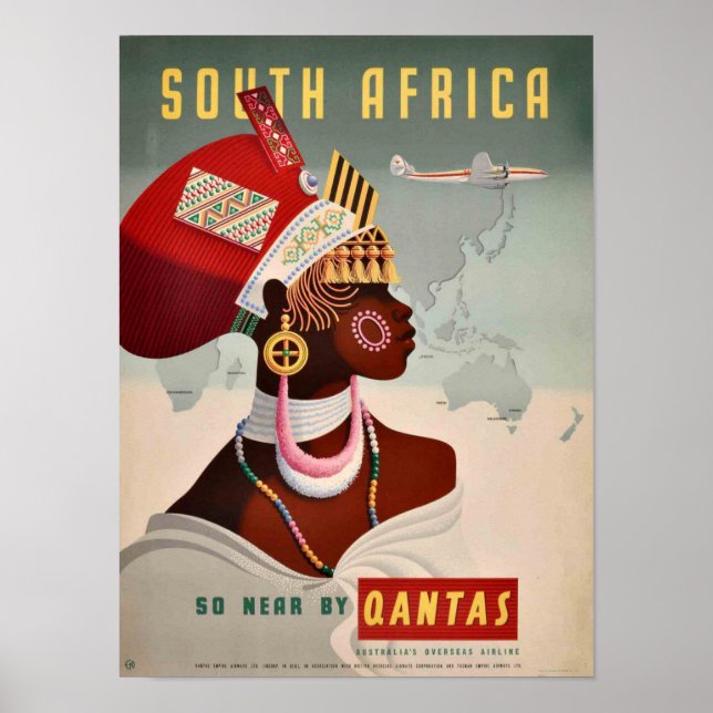 Poster - Afrique du Sud Par Qantas (Devant)