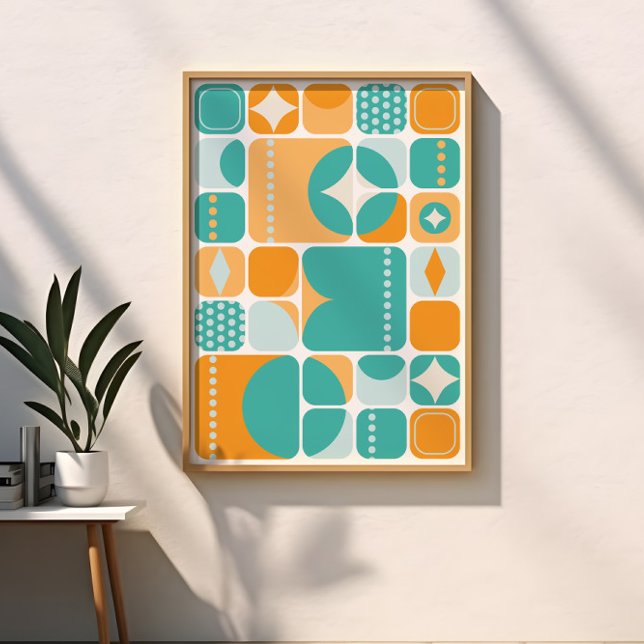 Poster Âge atomique milieu du siècle abstrait sarcelle, a (Créateur téléchargé)