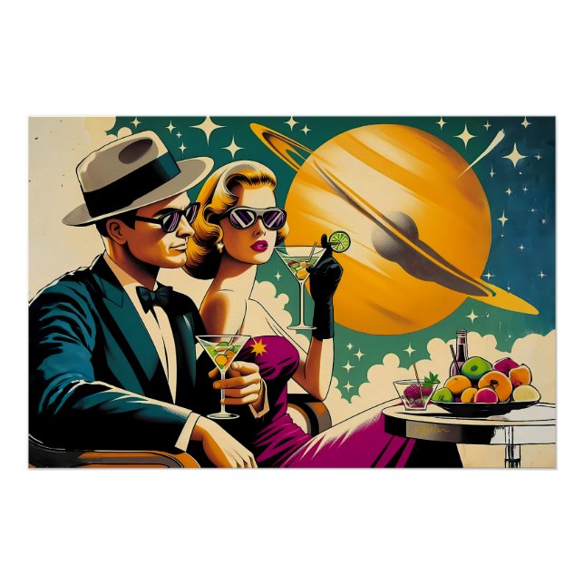 Poster Âge Spatial Las Vegas Martini Gangster Party (Devant)