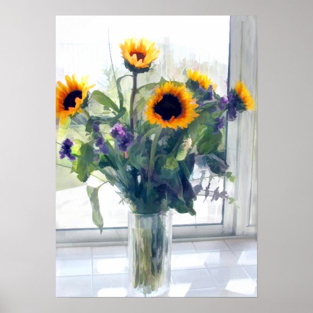 Poster Agencement de tournesol dans la fenêtre (Devant)