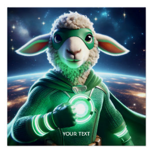 Poster Agneau vert mignon Imaginaire
