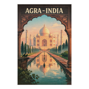 Poster Agra ville, Inde voyage rétro 2026