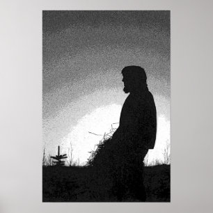 Poster Agriculteur au coucher du soleil