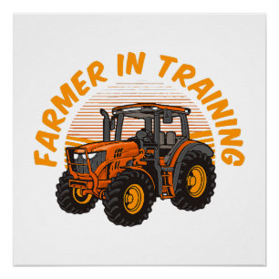 Poster Agriculteur drôle de l'avenir en formation Tracteu