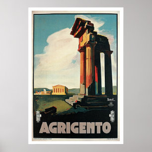 Poster Agrigente, Girgenti, Vintage voyage de l'Italie