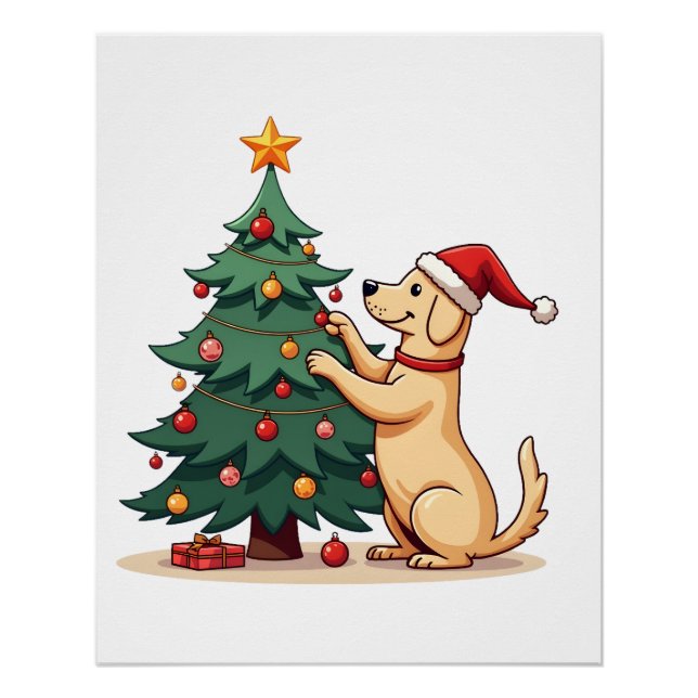 Poster Aide pour sapin de Noël de Labrador (Devant)