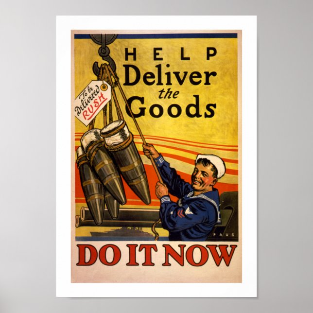 Poster Aider à livrer les marchandises (blanc) (Devant)