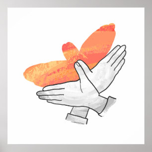 Poster Aigle à main silhouette orange