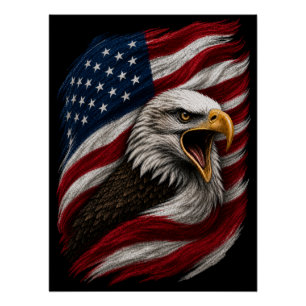 Poster Aigle chauve patriotique américain conception de l