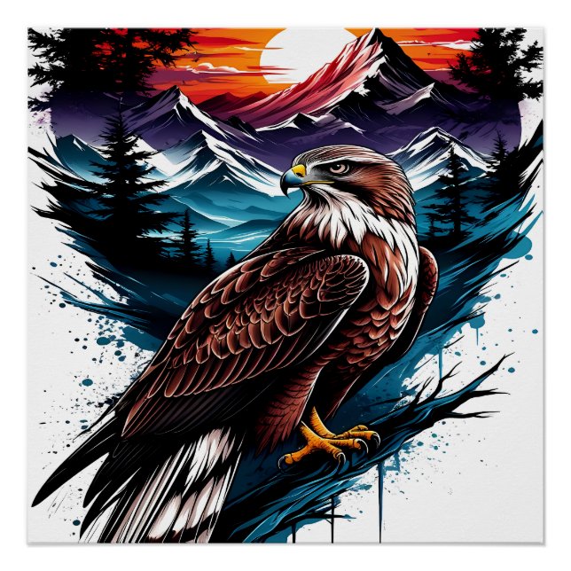 Poster Aigle dans la montagne (Devant)