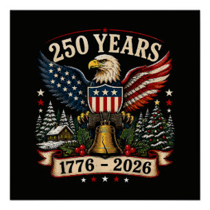 Poster Aigle de Noël patriotique du 250e anniversaire des