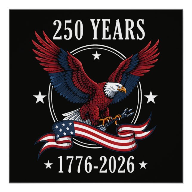 Poster Aigle Et Drapeau 250 Ans 1776-2026 250ème (Devant)