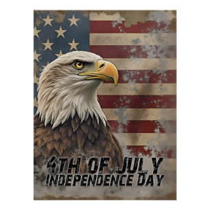 Poster Aigle et drapeau majestueux - Esprit de liberté