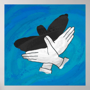 Poster Aigle Ombre Sur Bleu