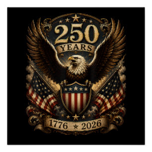 Poster Aigle patriotique américain 1776 2026 250e 4 juill