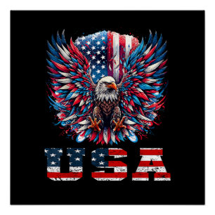 Poster Aigle Patriotique Drapeau USA