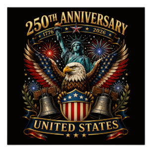 Poster Aigle patriotique du 250e anniversaire des États-U