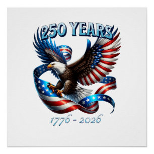Poster Aigle Patriotique et Drapeau 250 Ans 1776-2026