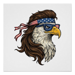 Poster Aigle patriotique Mulle Coupe vintage gravure vect