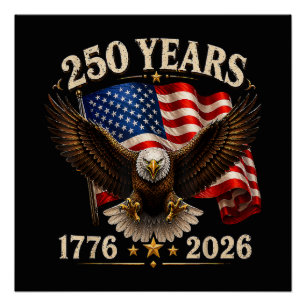 Poster Aigle patriotique USA 250e anniversaire