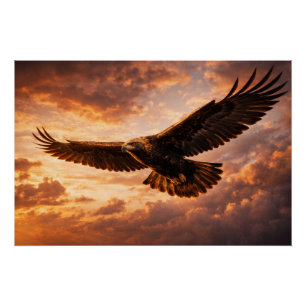 Poster Aigle royal majestueux - Vol dans un ciel dramatiq