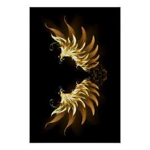 Poster Ailes d'Ange d'or sur arrière - plan noir