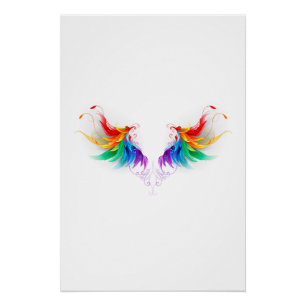 Poster Ailes fluffy arc-en-ciel