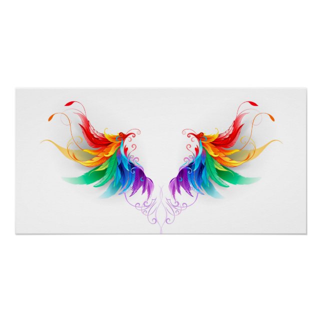 Poster Ailes fluffy arc-en-ciel (Devant)