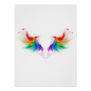 Poster Ailes fluffy arc-en-ciel