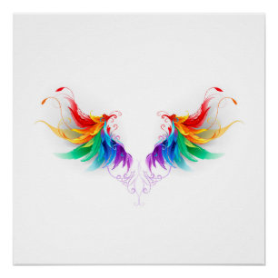Poster Ailes fluffy arc-en-ciel