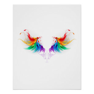 Poster Ailes fluffy arc-en-ciel