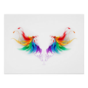 Poster Ailes fluffy arc-en-ciel