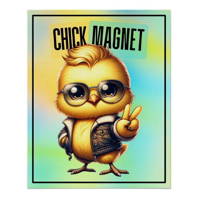 Poster Aimant Poussin Mignon Funny Pâques (Devant)