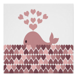 Poster Aimer baleine rose
