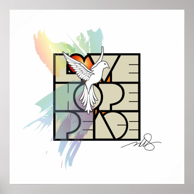 Poster Aimer Hope Peace Dove (Devant)