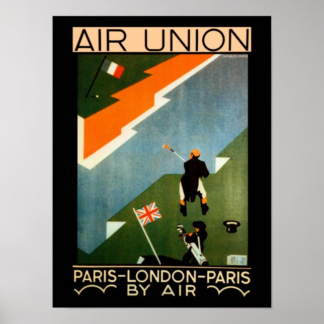 Poster Air Union ~ Paris-Londres-Paris par Air (Devant)
