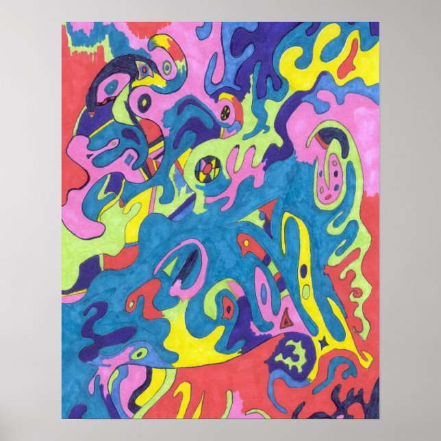 Poster "Aire de jeu sous-marine" Art Abstrait 16x20 (Devant)